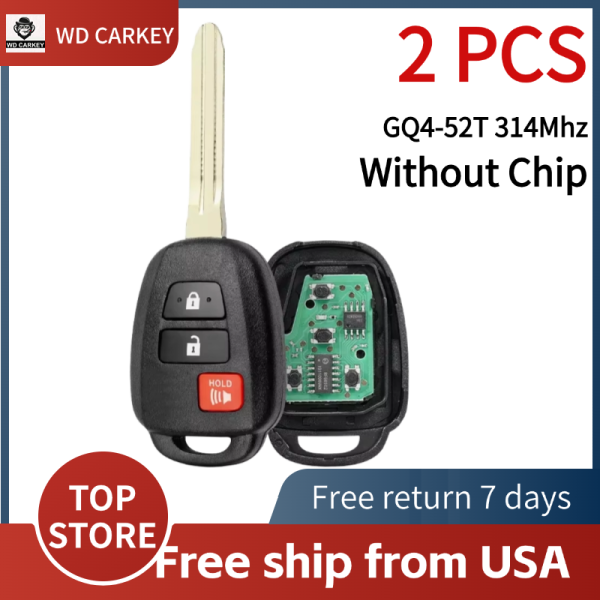 TOY 2+1 Buttons Rav4 Highlander Tacoma FCC ID: GQ4-52T 314Mhz (Without Chip)